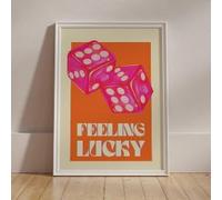 Rumlly Stampe su tela per la decorazione della parete del soggiorno, con citazioni di felicità, rosa, arancione, dopamina, minimalista, Y2K, eclettico (70x100 cm/senza cornice).