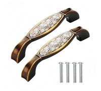 Rummyluck 2pz Maniglie per Mobili Ceramica Floreale Vintage, Tipo C-96 mm