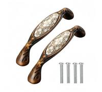 Rummyluck 2pz Maniglie per Mobili Ceramica Floreale Vintage, Tipo D-96 mm