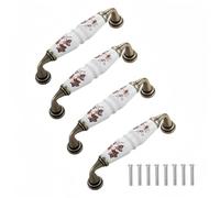 Rummyluck 4 Pz Maniglie per Mobili in Ceramica, Distanza Fori 96mm (Rosso)