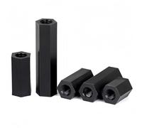 Rummyluck Nero Nylon Femmina Filettato Esagonale Distanziatore Pilastro M4x35mm (20 Pezzi)