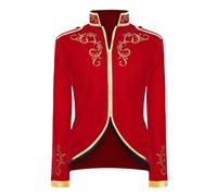 rumnigh - Giacca da Principe per Uomo, Uniforme da Corte Principe con Ricamo Dorato, Giacca da Abito Medievale per Costume di Halloween, Stile Vittoriano e Rinascimento (Rosso, XL)