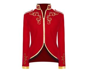 rumnigh - Giacca da Principe per Uomo, Uniforme da Corte Principe con Ricamo Dorato, Giacca da Abito Medievale per Costume di Halloween, Stile Vittoriano e Rinascimento (Rosso, XL)