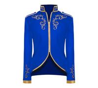 rumnigh Giacca Principe da Uomo, Uniforme Principe di Corte alla Moda Giacca Ricamata in Oro Giacca da Completo Costume Medievale Halloween Vittoriano Rinascimentale Cosplay (Blu, XXL)