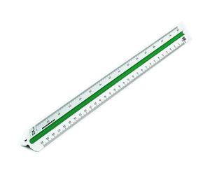Rumold 150/150KE/DIN/30 - Righello triangolare in plastica per ingegneri, 30 cm, bianco