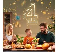 RUMONZS Numero luminoso LED in acrilico, lettere luminose trasparenti decorative alimentate tramite USB, grande segno numerico luminoso per compleanno, luce notturna, festa, anniversario, Natale
