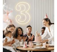 RUMONZS Numero luminoso LED in acrilico, lettere luminose trasparenti decorative alimentate tramite USB, grande segno numerico luminoso per compleanno, luce notturna, festa, anniversario, Natale