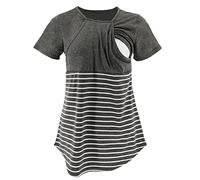 Rumor Has It - Maglietta premaman per madri incinte e in allattamento, a righe, maglietta da donna, leggings premaman con tasche laterali, Grigio, M