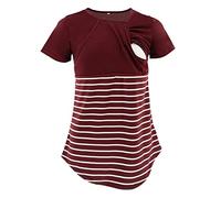 Rumor Has It - Maglietta premaman per madri incinte e in allattamento, a righe, maglietta da donna, leggings premaman con tasche laterali, Rosso, L
