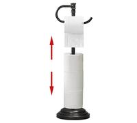 RUMOSE Porta carta igienica da pavimento, bronzo lucidato a olio, regolabile (da 31,5 cm a 57,9 cm), porta rotolo di carta igienica autoportante con contenitore, in acciaio inox