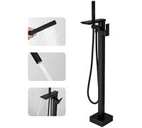 RUMOSE Riempitrice per vasca da bagno nera opaca Riempitrice per vasca da bagno autoportante Rubinetto per vasca da bagno a cascata Rubinetto per vasca da bagno in ottone ad alto flusso Rubinetti per