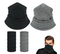Rumsfel 2 PCS Scaldacollo Tubolare Inverno, Bandana Uomo & Donna, Sciarpa Collare Multifunzionale Copricollo per Ciclismo, Sci, Escursionismo e Sport all'aria aperta (Nero & grigio)