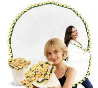Rumsfel Coperta a fiori, Coperta con bouquet all'uncinetto, realizzata a mano, morbida e leggera, per la festa della mamma,decorazione per la casa, Bouquet di 52 rose