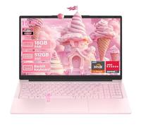 Rumtuk Computer portatile da 15,6 pollici rosa con 16 GB di RAM 512 GB SSD, AMD Athlon Silver 3050E, display IPS FHD, KB retroilluminato, impronte digitali, otturatore privacy webcam, cerniera a 180°