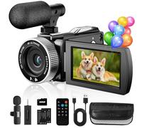 Rumyums Videocamera 4K 60FPS, 48MP UHD YouTube Vlogging Camera con microfono Lavalier wireless, zoom digitale 18X, schermo IPS girevole a 270° da 3 pollici per viaggi e feste all'aperto