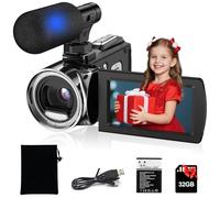 Rumyums Videocamera UHD 4K 48 MP Vlogging Camera Recorder 3.0 pollici IPS Screen 18X Zoom Camcorder Camera con microfono per bambini, adolescenti, studenti, principianti (nero)