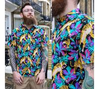 Run and Fly Black Tiger Lily Stampa Camicia Tropicale Rétro Alt S-3XL Men Unisex