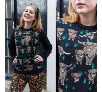RUN AND FLY Maglione Highland Cow XS-4XL Scozzese Stravagante Retro Unisex