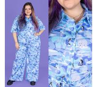 Run and Fly Tuta Donna Stampa Pinguino Orso Polare Blu Wide-Leg 8-26