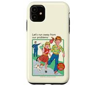 Run Away From Our Problems Sarcastic Retro Funny Adult Humor Custodia per iPhone 11