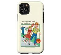 Run Away From Our Problems Sarcastic Retro Funny Adult Humor Custodia per iPhone 11 Pro