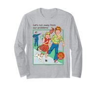 Run Away From Our Problems Sarcastic Retro Funny Adult Humor Maglia a Manica