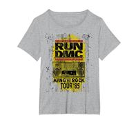 Run DmC King of Rock Tour Maglietta, Donna Plus-Size, Grigio Melange, 2X