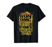 RUN DMC King of Rock Tour Maglietta, Uomo, Nero, L