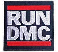 Run Dmc - Rock Off officially licensed products Run Dmc Patch Band Logo Nuovo Ufficiale Nero Embroidered Woven Iron On Size Accessory Size