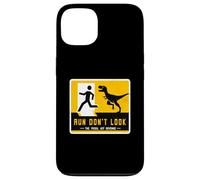 Run Don't Look The Fossil Got Revenge cartello dinosauro coordinato Custodia per iPhone 13