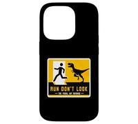 Run Don't Look The Fossil Got Revenge cartello dinosauro coordinato Custodia per iPhone 14 Pro