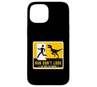 Run Don't Look The Fossil Got Revenge cartello dinosauro coordinato Custodia per iPhone 15