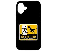 Run Don't Look The Fossil Got Revenge cartello dinosauro coordinato Custodia per iPhone 16 Plus