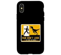 Run Don't Look The Fossil Got Revenge cartello dinosauro coordinato Custodia per iPhone X/XS