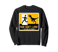 Run Don't Look The Fossil Got Revenge cartello dinosauro coordinato Felpa
