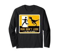 Run Don't Look The Fossil Got Revenge cartello dinosauro coordinato Maglia a Manica