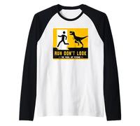 Run Don't Look The Fossil Got Revenge cartello dinosauro coordinato Maglia con Maniche Raglan