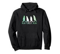Run Forest Run - Maglietta a Maniche Corte, Motivo: Alberi di Bosco Felpa con Cappuccio