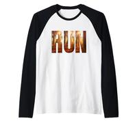 Run Graphic Art for Runners, Vintage, Marathon Trail Retro Maglia con Maniche Raglan