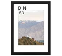 RUN HELIX Cornice A3 29,7x42 cm in legno, Portafoto per stampa A3, Cornice con tappetino bianco e plexiglas, Conserva i ricordi preziosi (Nero)