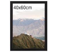 RUN HELIX Cornice portafoto 40 x 60 cm, cornice in legno massello, con passepartout, adatta per foto da 40 x 60 cm, cornice per montaggio a parete (Nero)