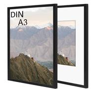 RUN HELIX Cornice portafoto A3, 29,7 x 42 cm, set da 2 pezzi, A3, in legno con passepartout bianchi, per conservare i vostri preziosi ricordi