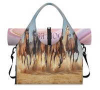 Run Horses - Borsone sportivo con scomparto per scarpe, per il fine settimana, per la notte, per palestra, yoga, viaggi, Colore, L, Borsone da viaggio