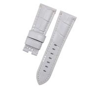 Run Ken Cinturino for orologio in vera pelle di coccodrillo e bambù da 24 mm 26 mm, compatibile con cinturino PAM441, bracciale con fibbia a farfalla(Grey Yellow Line,24mm With Logo,Without Buckle)