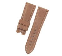 Run Ken Cinturino for orologio in vera pelle di coccodrillo e bambù da 24 mm 26 mm, compatibile con cinturino PAM441, bracciale con fibbia a farfalla(Brown Flat,26mm With Logo,Without Buckle)