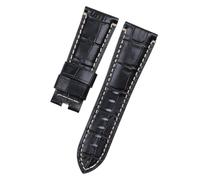 Run Ken Cinturino for orologio in vera pelle di coccodrillo e bambù da 24 mm 26 mm, compatibile con cinturino PAM441, bracciale con fibbia a farfalla(Black Yellow White,24mm With Logo,Without Buckle)