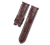 Run Ken Cinturino for orologio in vera pelle di coccodrillo e bambù da 24 mm 26 mm, compatibile con cinturino PAM441, bracciale con fibbia a farfalla(Brown White Line,26mm With Logo,Silver Buckle)