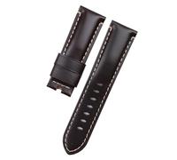 Run Ken Cinturino for orologio in vera pelle di coccodrillo e bambù da 24 mm 26 mm, compatibile con cinturino PAM441, bracciale con fibbia a farfalla(Dark Brown Flat,26mm With Logo,Silver Buckle)