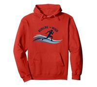 Run Like The Wind Cross Country Runner Motivazionale Felpa con Cappuccio, Unisex per Adulti, Rosso, S