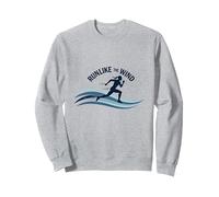 Run Like The Wind Cross Country Runner Motivazionale Felpa, Unisex per Adulti, Grigio Melange, S